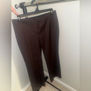 Anne Klein Wool Blend Pants, Size 12 Brown Stripes Wide Leg